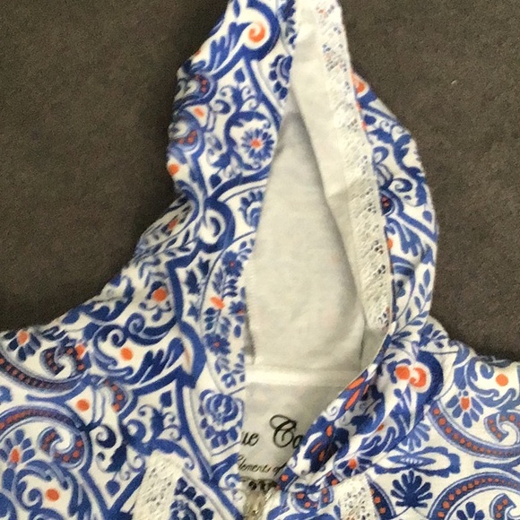 Boho Sundance hoodie 3/4 sleeve zip up Blue - Picture 2 of 8